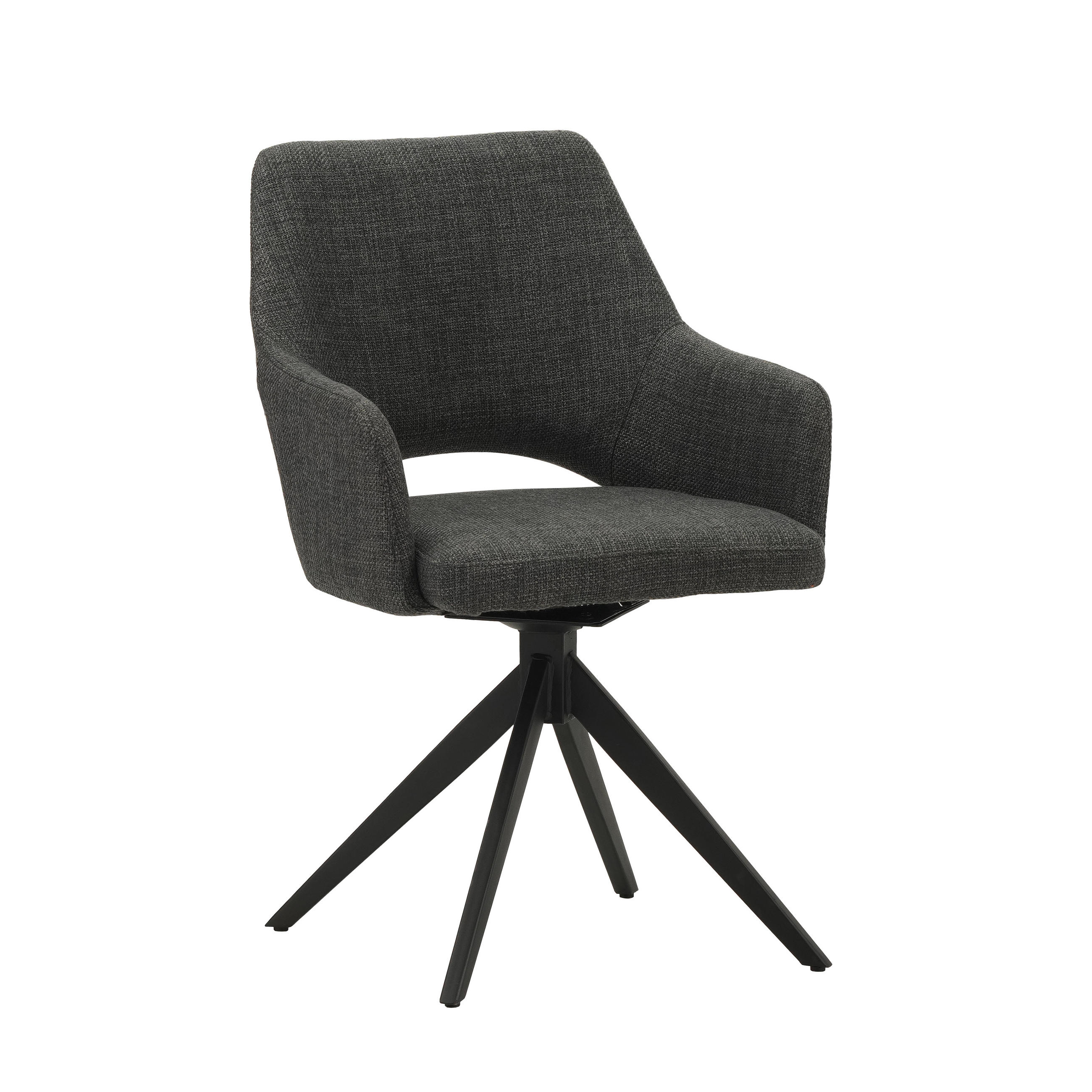 STUHL  in Webstoff Textil  - Anthrazit/Schwarz, MODERN, Textil/Metall (54,5/85/61,5cm) - MID.YOU