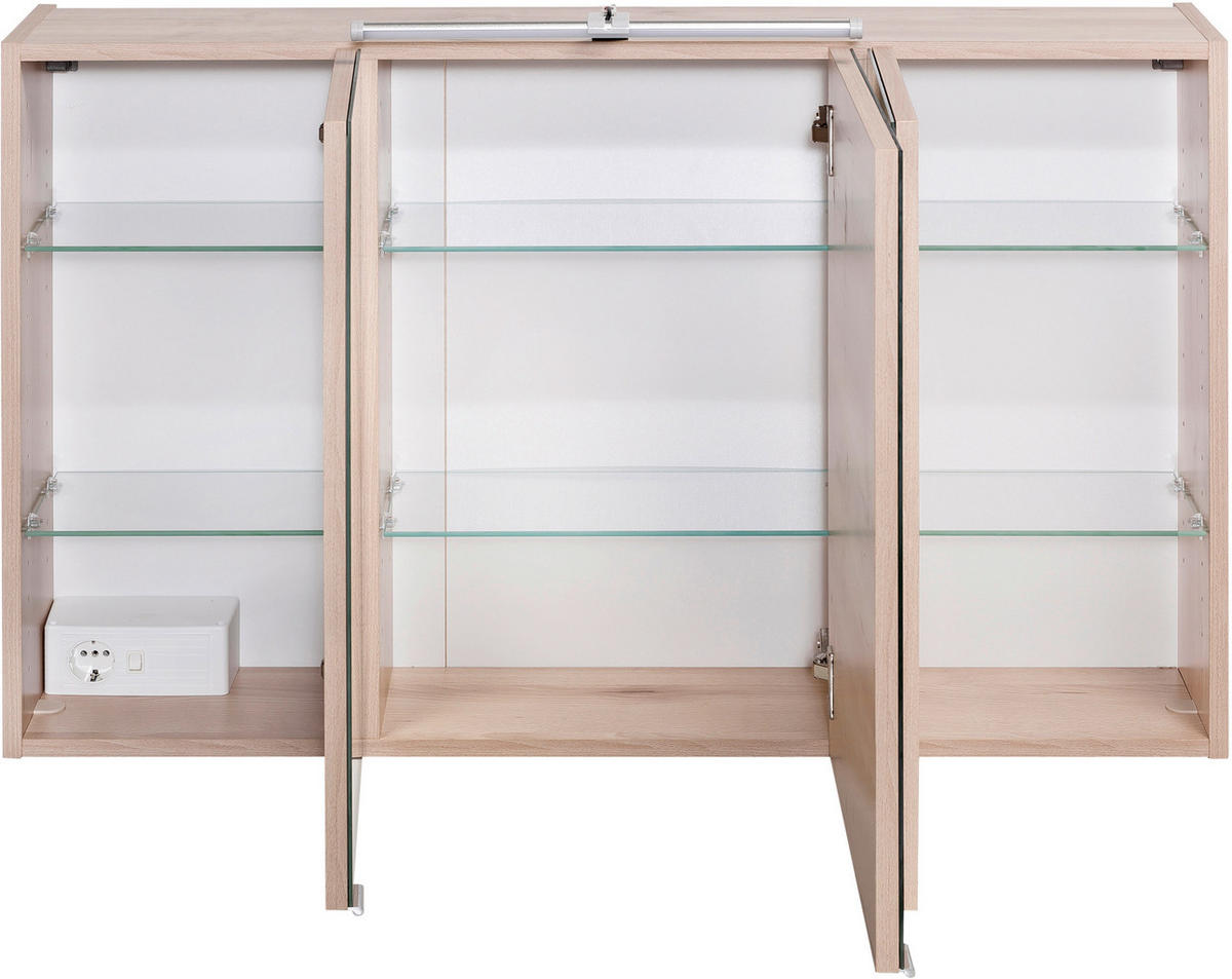 SPIEGELSCHRANK 100/64/20 cm  - Chromfarben/Buchefarben, KONVENTIONELL, Glas/Holzwerkstoff (100/64/20cm) - Xora