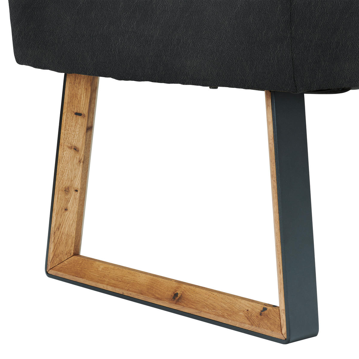 ECKBANK 173/215 cm Webstoff Schwarz, Eichefarben Eiche massiv Holz, Metall   - Eichefarben/Schwarz, KONVENTIONELL, Holz/Textil (173/215cm) - Voleo