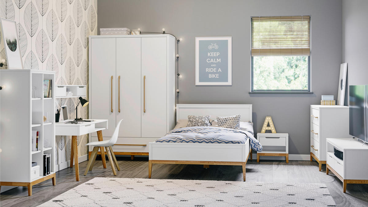 NACHTSCHRANK 50/45/31 cm Eiche massiv  - Eichefarben/Weiß, Holz/Holzwerkstoff (50/45/31cm) - Stylife