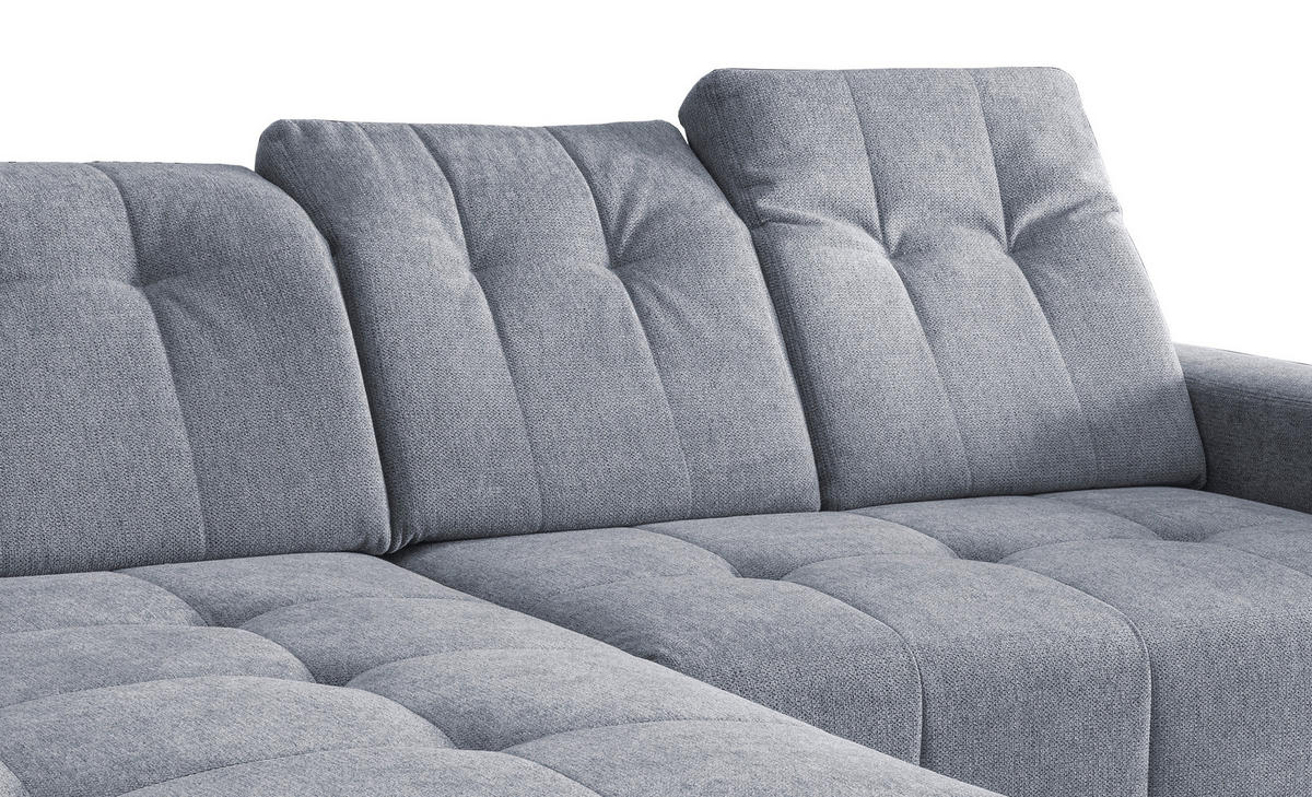 ECKSOFA in Chenille Hellblau  - Schwarz/Hellblau, Modern, Textil/Metall (180/258cm) - Livetastic