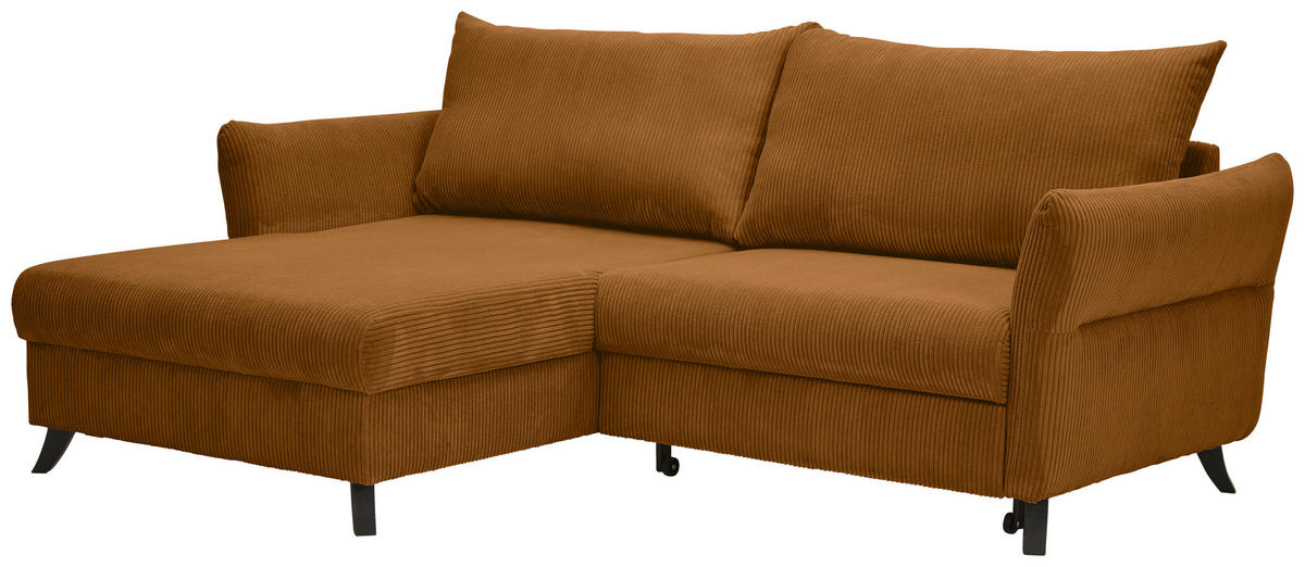 ECKSOFA Currygelb Cord  - Currygelb/Schwarz, ROMANTIK / LANDHAUS, Holz/Textil (245/159cm) - Stylife