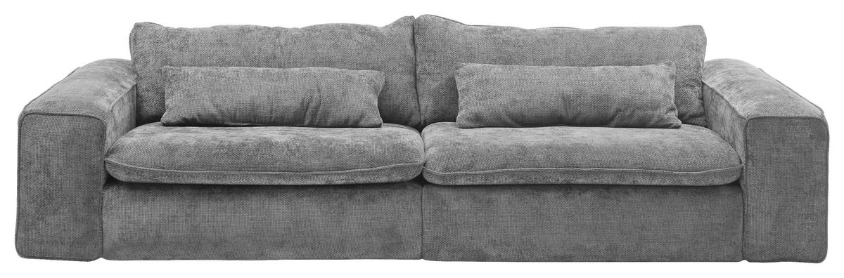 BIGSOFA VENICE Webstoff Grau  - Schwarz/Grau, Basics, Kunststoff/Textil (300/80/118cm) - Livetastic
