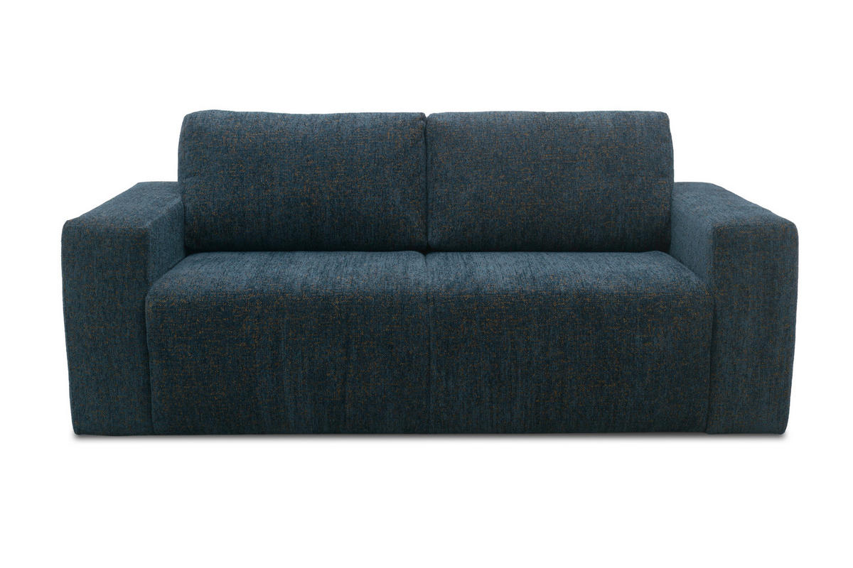 SCHLAFSOFA Chenille Blau  - Blau/Schwarz, Basics, Kunststoff/Textil (207/89/105cm) - Livetastic