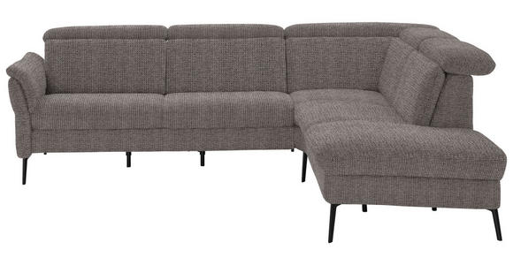 ECKSOFA in Struktur Dunkelgrau 275/235 cm - Dunkelgrau/Schwarz, MODERN, Textil/Metall (275/235cm) - Cantus