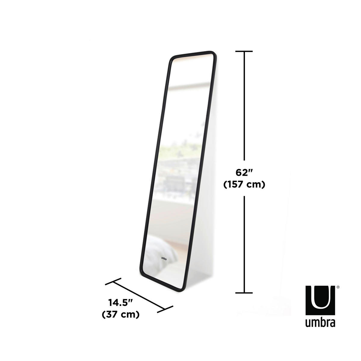 STANDSPIEGEL 37/157/5 cm  - Schwarz, Basics, Glas/Kunststoff (37/157/5cm) - Umbra