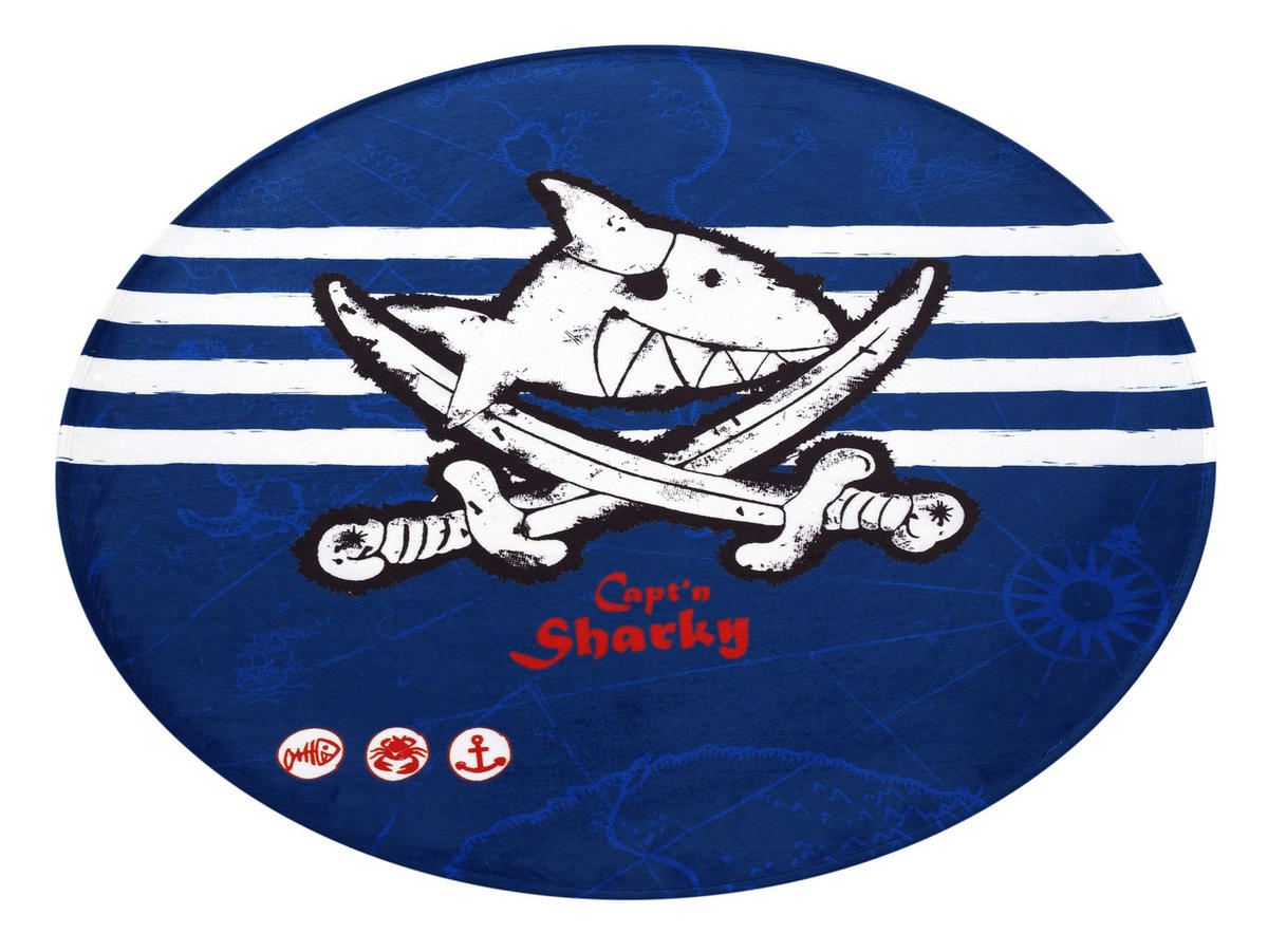 KINDERTEPPICH 100 cm Captn Sharky  - Blau/Weiß, Trend, Kunststoff/Textil (100cm)