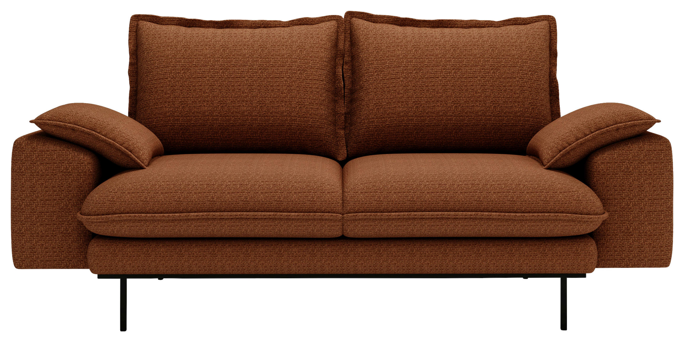 2-SITZER-SOFA Struktur Rostfarben  - Rostfarben/Schwarz, Design, Textil/Metall (195/92/97cm) - Livetastic
