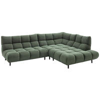 ECKSOFA Ottomane rechts, Eckteil  Olivgrün Feincord  - Schwarz/Olivgrün, Design, Holz/Textil (288/215cm) - Pure Home Lifestyle