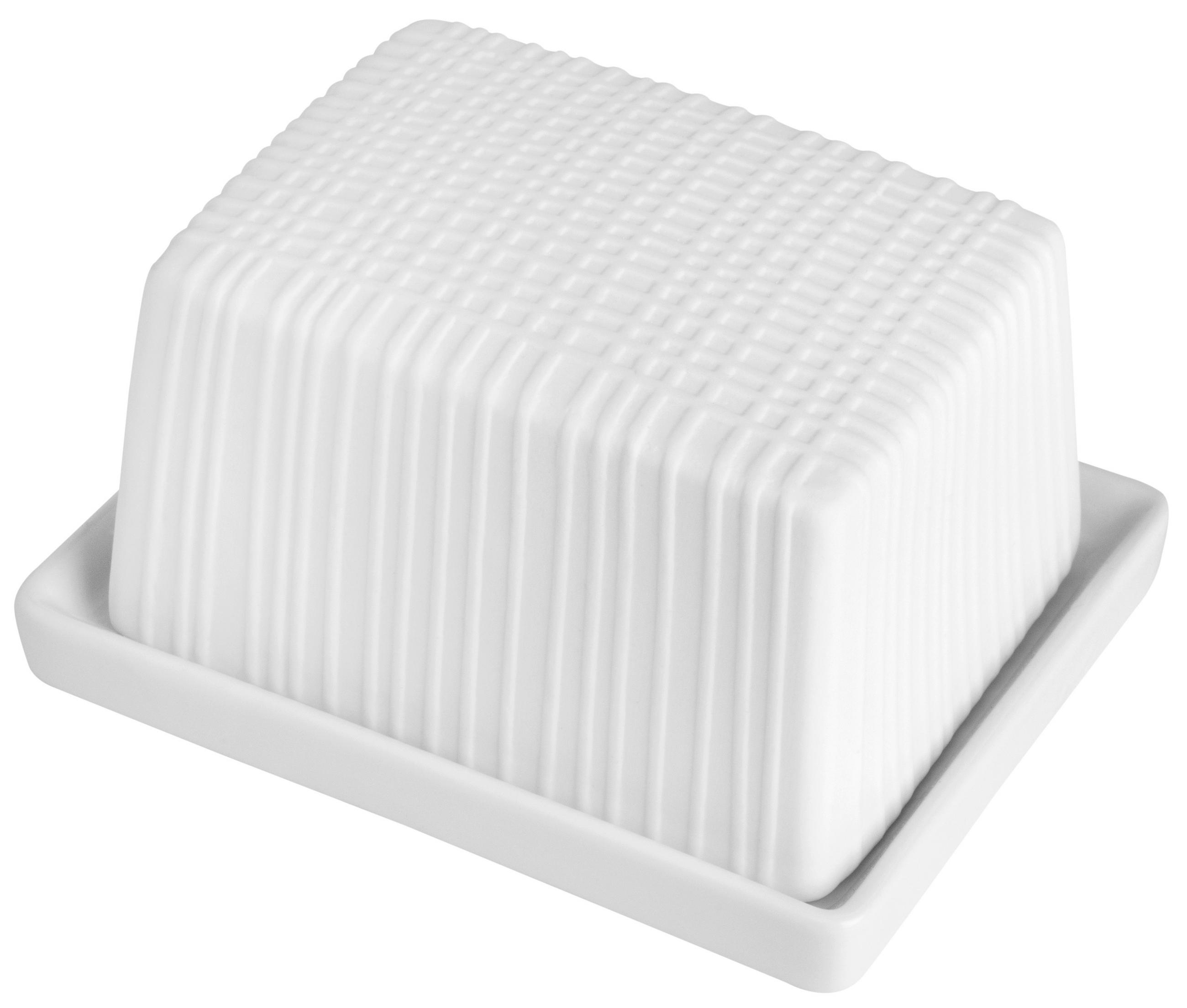 BUTTERDOSE Keramik  - Weiss/Schwarz, Basics, Keramik (10,5/8,5/6cm) - Räder