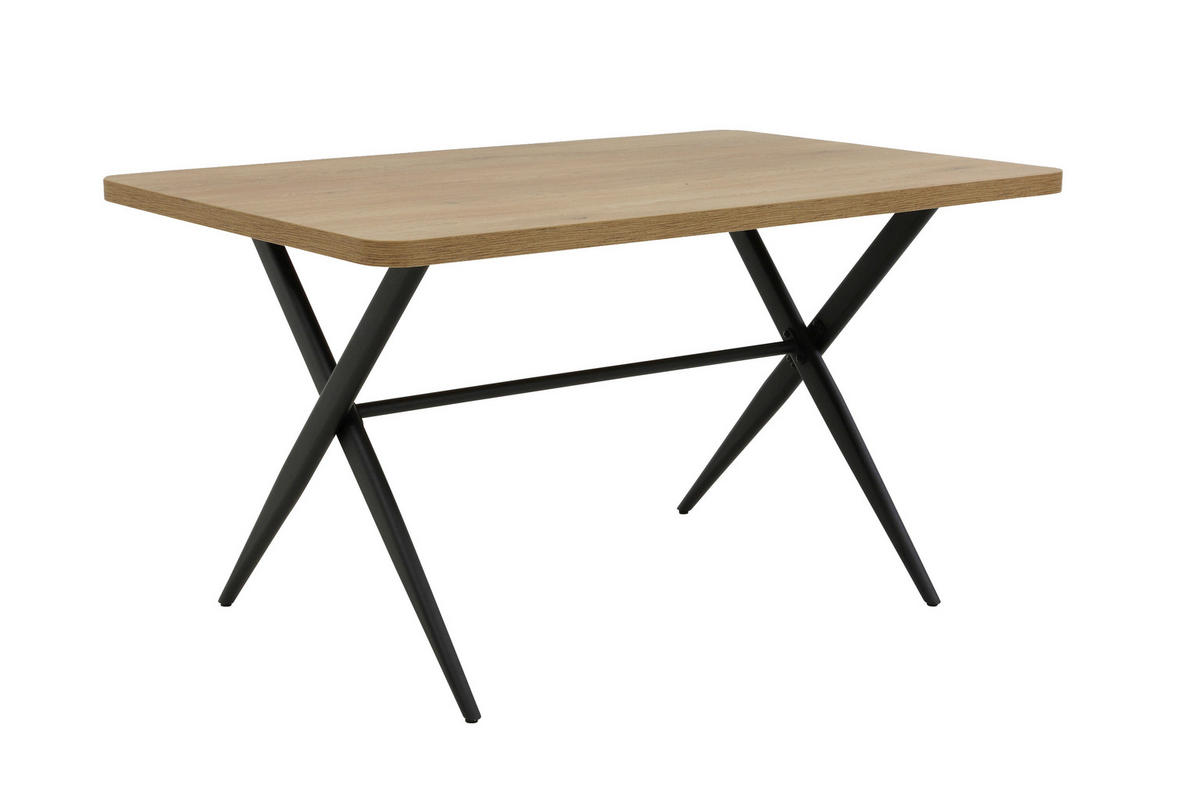 ESSTISCH 140/76/90 cm Nachbildung  Metall, Holzwerkstoff rechteckig Schwarz, Eiche Artisan  - Schwarz/Eiche Artisan, MODERN, Holzwerkstoff/Metall (140/76/90cm) - P & B