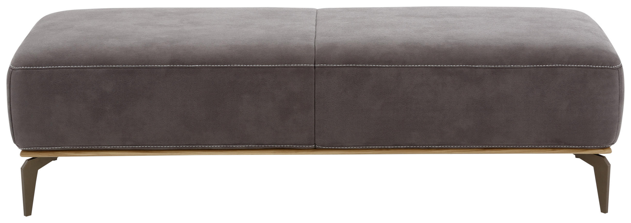 HOCKER Mikrofaser Mokka  - Beige/Bronzefarben, Design, Textil/Metall (151/44/61cm) - Valnatura