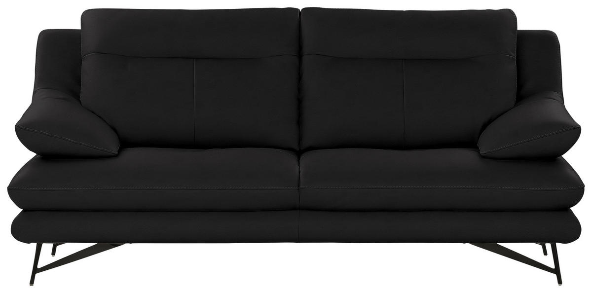 2,5-SITZER Cezanne in Echtleder Mokka   - Schwarz/Mokka, Design, Leder/Metall (195/90/109cm)