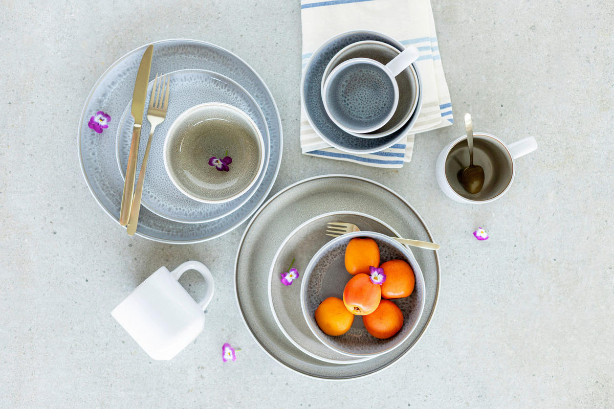 KOMBISERVICE Grau LUNARIA 16-teilig 4 Personen  - Grau, Basics, Keramik - Mäser