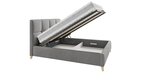 POLSTERBETT Bettkasten, Lattenrost 140/220 cm in Grau - Buchefarben/Grau, KONVENTIONELL, Holz/Textil (140/220cm) - Carryhome