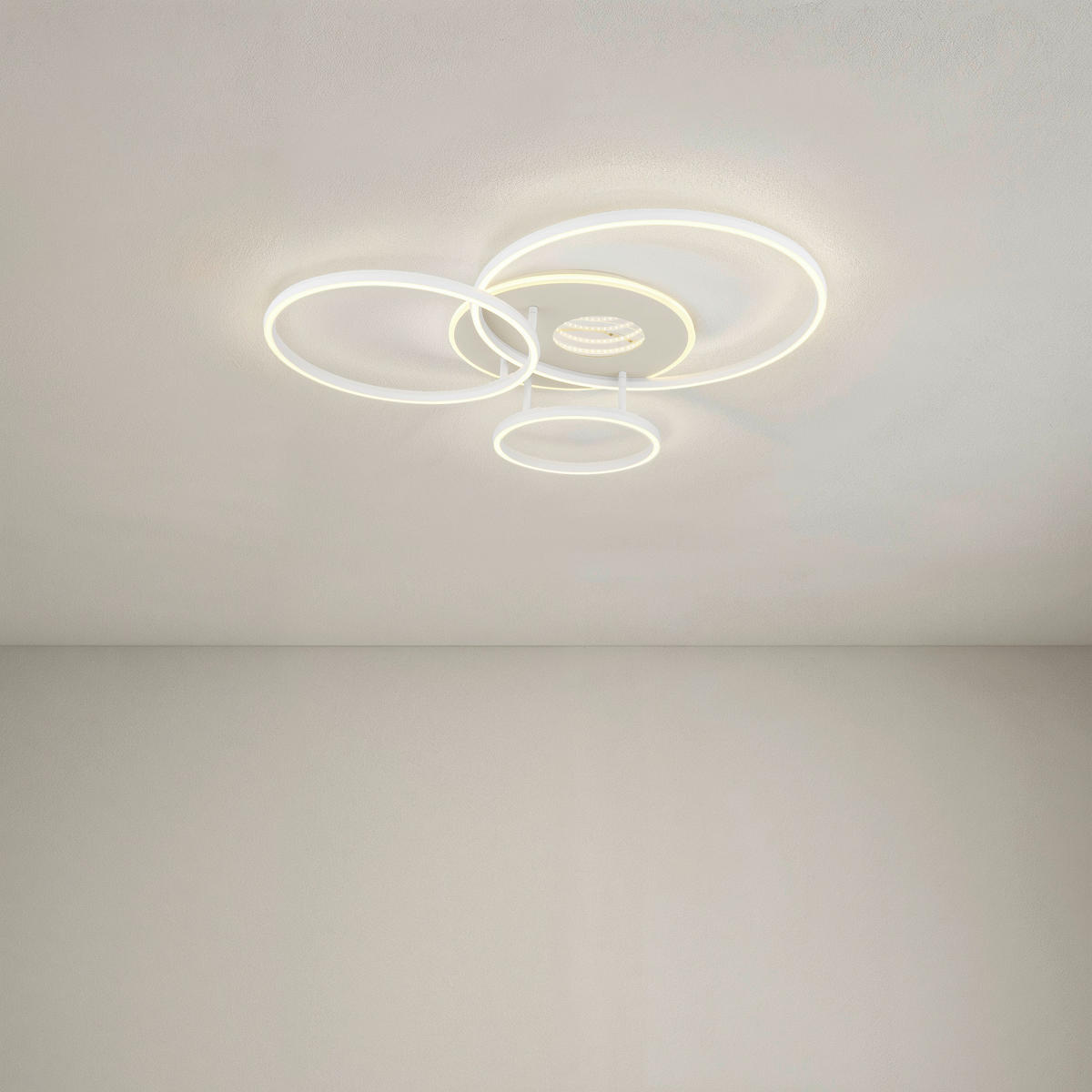 LED-DECKENLEUCHTE Invertina 80,7/70/13 cm  - Sandfarben/Chromfarben, Design, Kunststoff/Metall (80,7/70/13cm) - Globo