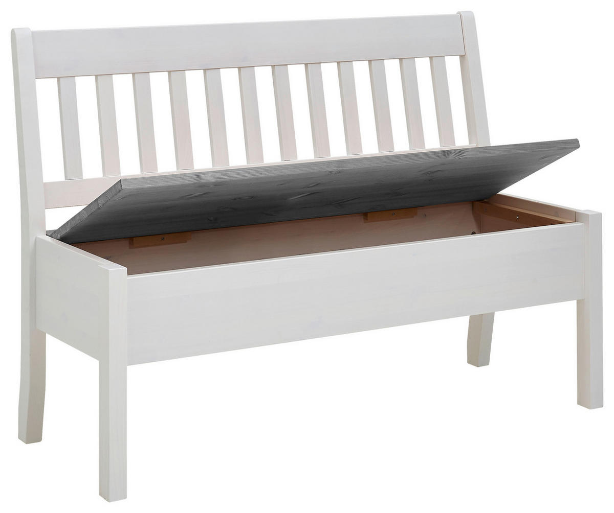 SITZBANK 130/93/58 cm Weiß, Grau Kiefer massiv  - Weiß/Grau, ROMANTIK / LANDHAUS, Holz (130/93/58cm) - Boxxx