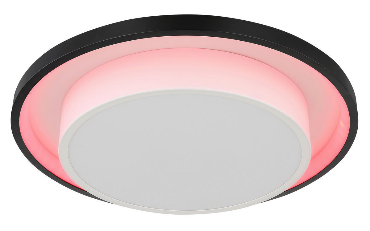 LED-DECKENLEUCHTE 21 W  39,5/5 cm    - Opal/Schwarz, Design, Kunststoff/Metall (39,5/5cm) - Globo