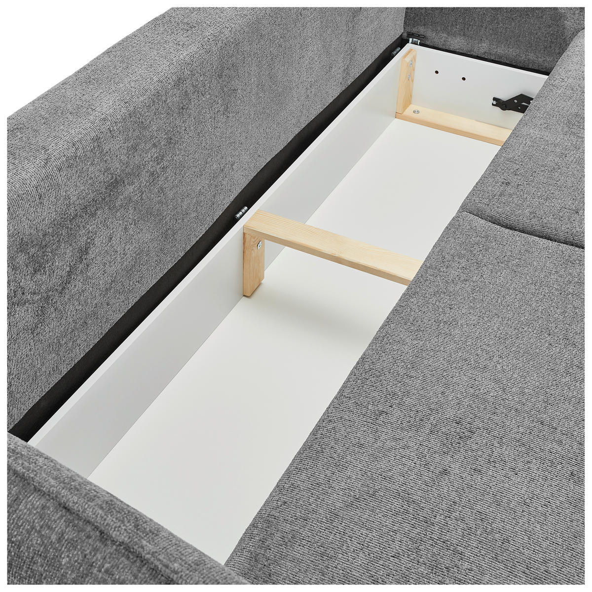 SCHLAFSOFA  mit Liegefunktion, Schlafen auf Sitzhöhe, Rücken echt Chenille Hellgrau  - Hellgrau/Schwarz, KONVENTIONELL, Holz/Textil (238/99/108cm) - Carryhome