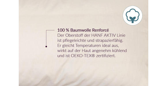 KOPFPOLSTER 40/80 cm Hanf Vegan - Naturfarben, Natur, Naturmaterialien/Textil (40/80cm) - Sleeptex