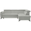 ECKSOFA in Webstoff Silberfarben  - Silberfarben/Schwarz, Design, Textil/Metall (260/203cm) - Stylife