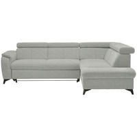 ECKSOFA in Webstoff Silberfarben  - Silberfarben/Schwarz, Design, Textil/Metall (260/203cm) - Stylife