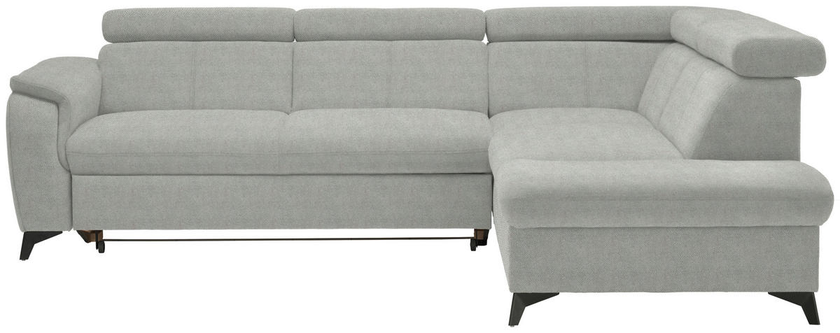 ECKSOFA in Webstoff Silberfarben  - Silberfarben/Schwarz, Design, Textil/Metall (260/203cm) - Stylife