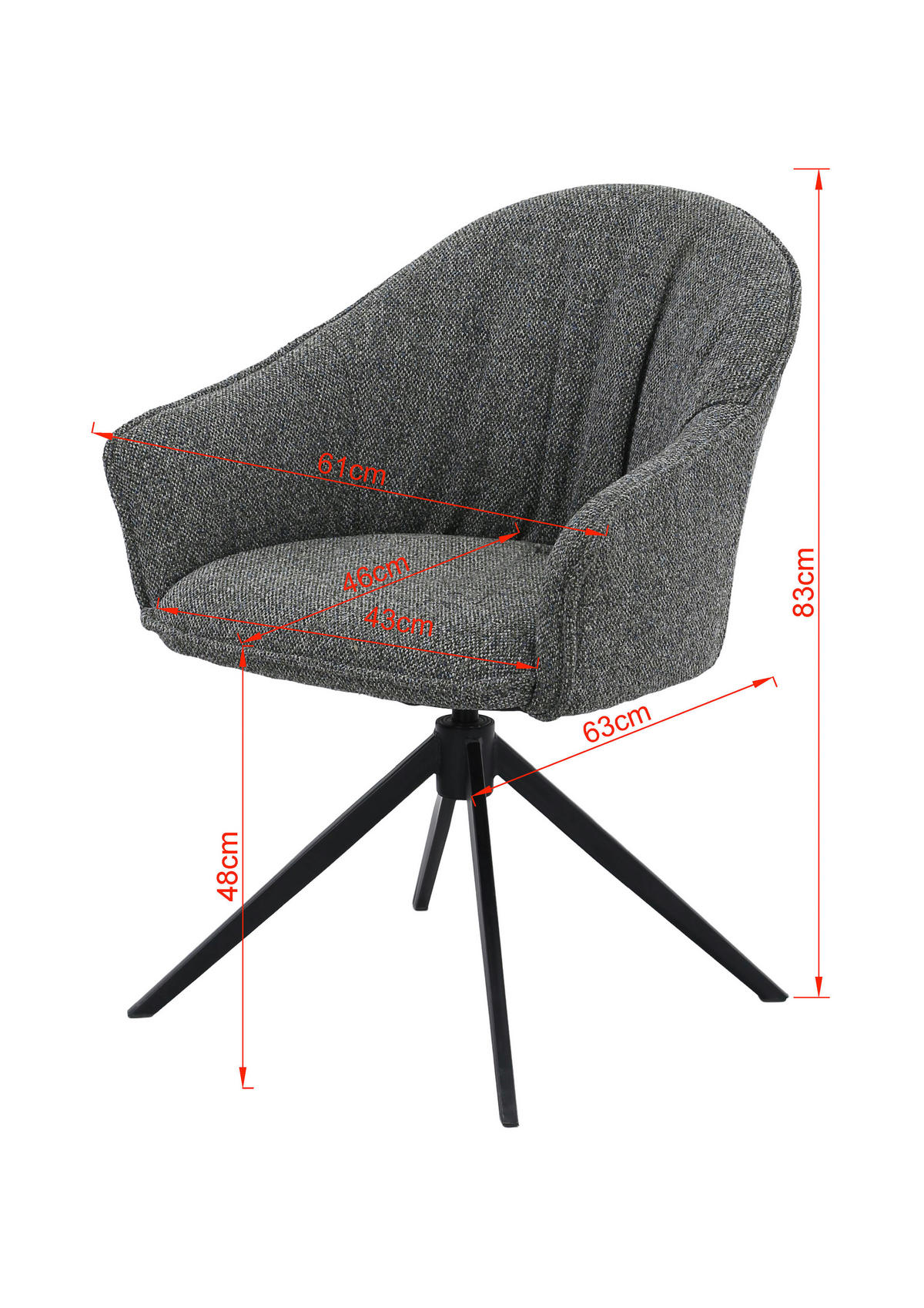 ARMLEHNSTUHL  Sitzfläche 360° drehbar, automatische Rückholfunktion Webstoff  - Dunkelgrün/Schwarz, Design, Textil/Metall (66/83/64cm) - Novel