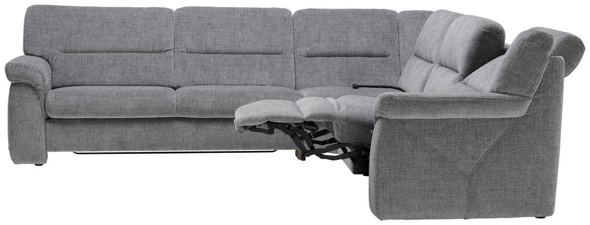 ECKSOFA in Chenille Grau  - Schwarz/Grau, Konventionell, Kunststoff/Textil (282/252cm) - Himolla