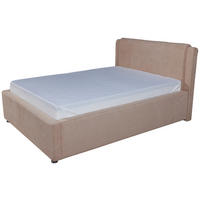Pat Tapițat, 180/200 cm, bej - bej/culoare crom, Basics, metal/material pe bază de lemn (180/200cm) - Ti'me