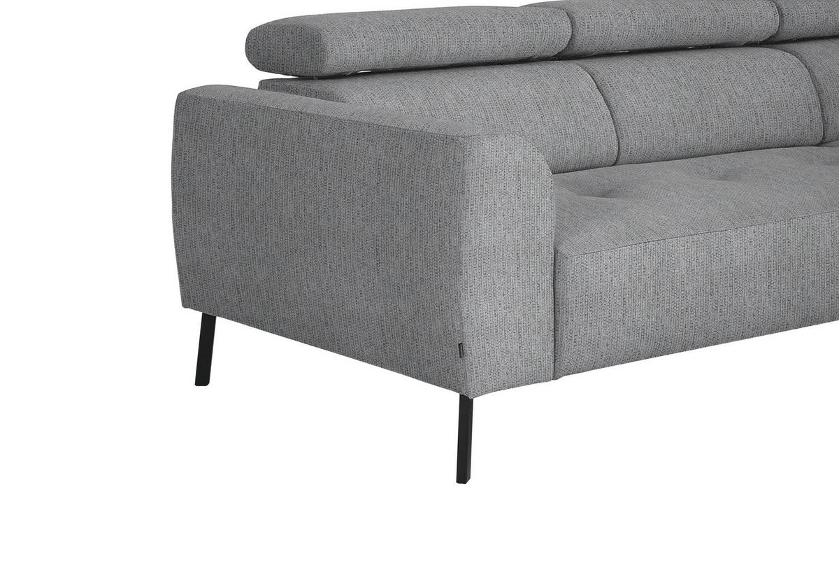 ECKSOFA in Webstoff Silberfarben  - Silberfarben/Schwarz, Design, Textil/Metall (280/205cm) - MID.YOU
