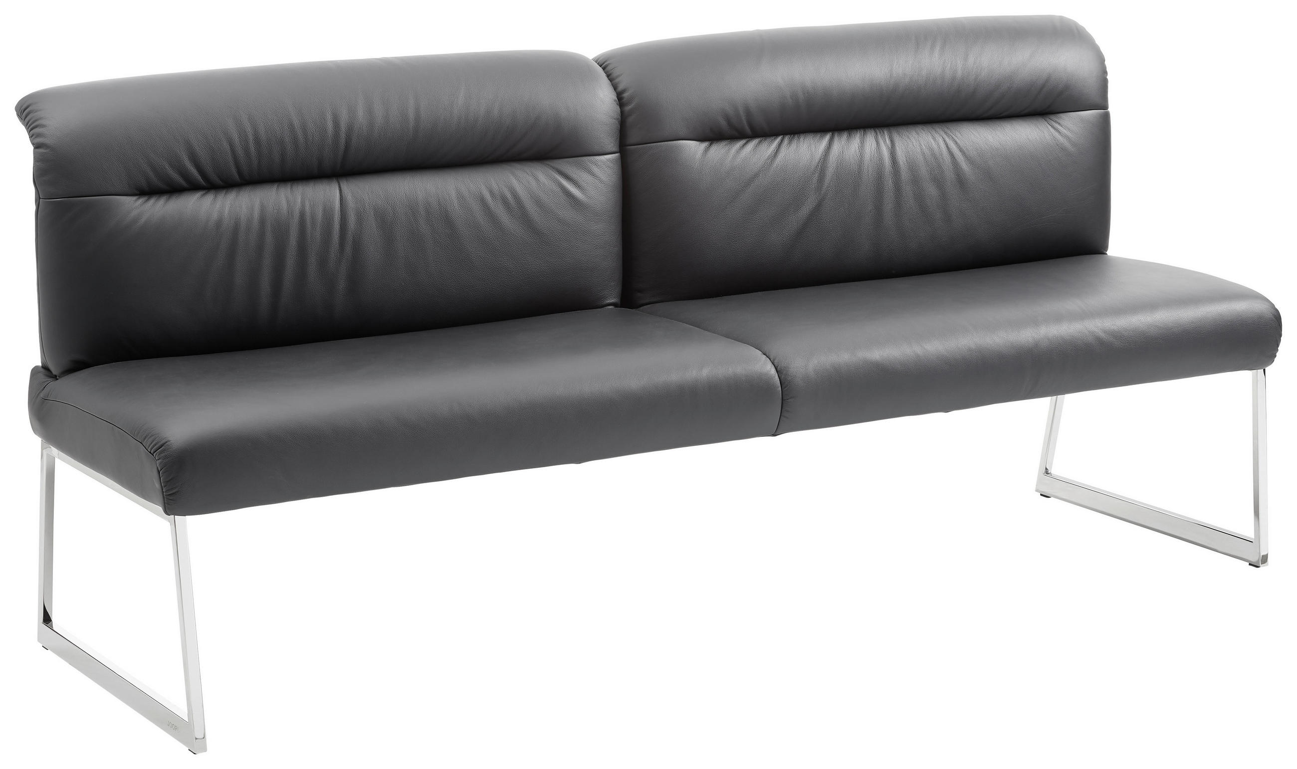 SITZBANK 203/90/74 cm  in Schwarz, Edelstahlfarben  - Edelstahlfarben/Schwarz, Design, Leder/Metall (203/90/74cm) - Joop!