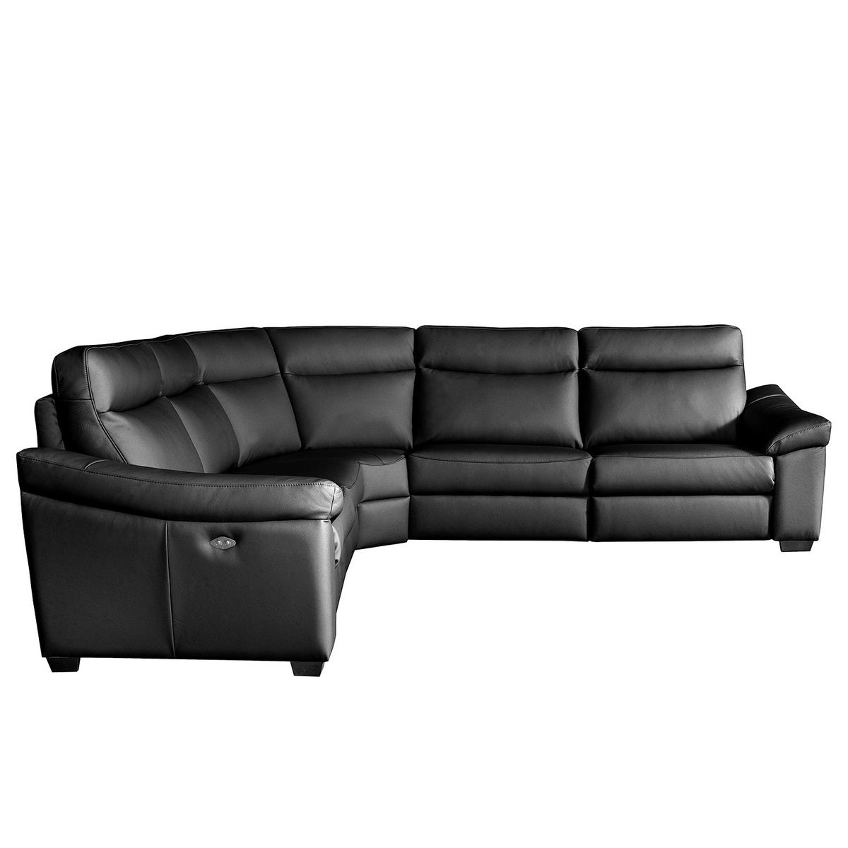 ECKSOFA Schwarz Echtleder  - Schwarz, Design, Leder/Holz (299/299cm) - Livetastic