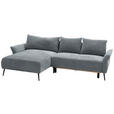 ECKSOFA in Chenille Grau  - Schwarz/Grau, KONVENTIONELL, Textil/Metall (164/255cm) - Carryhome