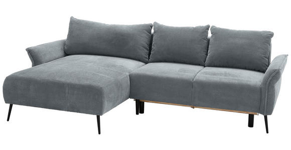 ECKSOFA in Chenille Grau  - Schwarz/Grau, KONVENTIONELL, Textil/Metall (164/255cm) - Carryhome