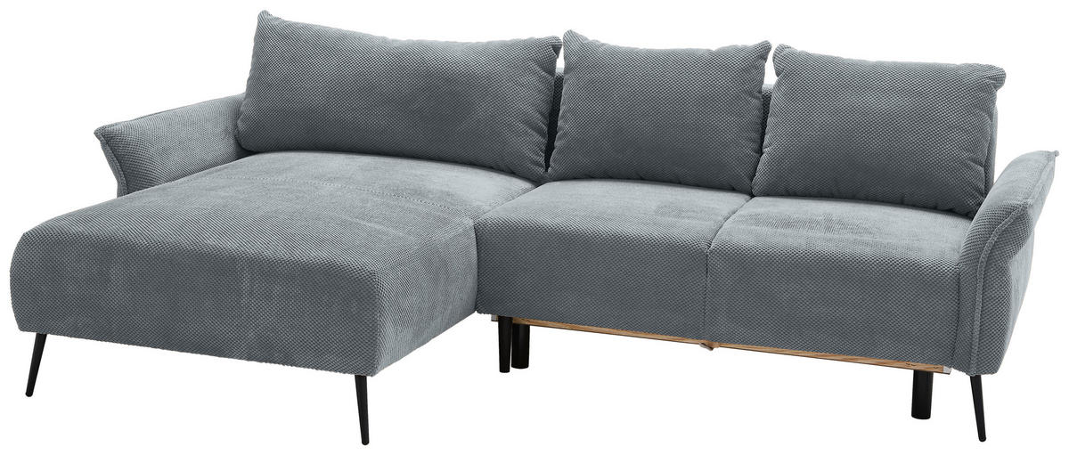 ECKSOFA Grau Chenille  - Schwarz/Grau, KONVENTIONELL, Textil/Metall (164/255cm) - Carryhome