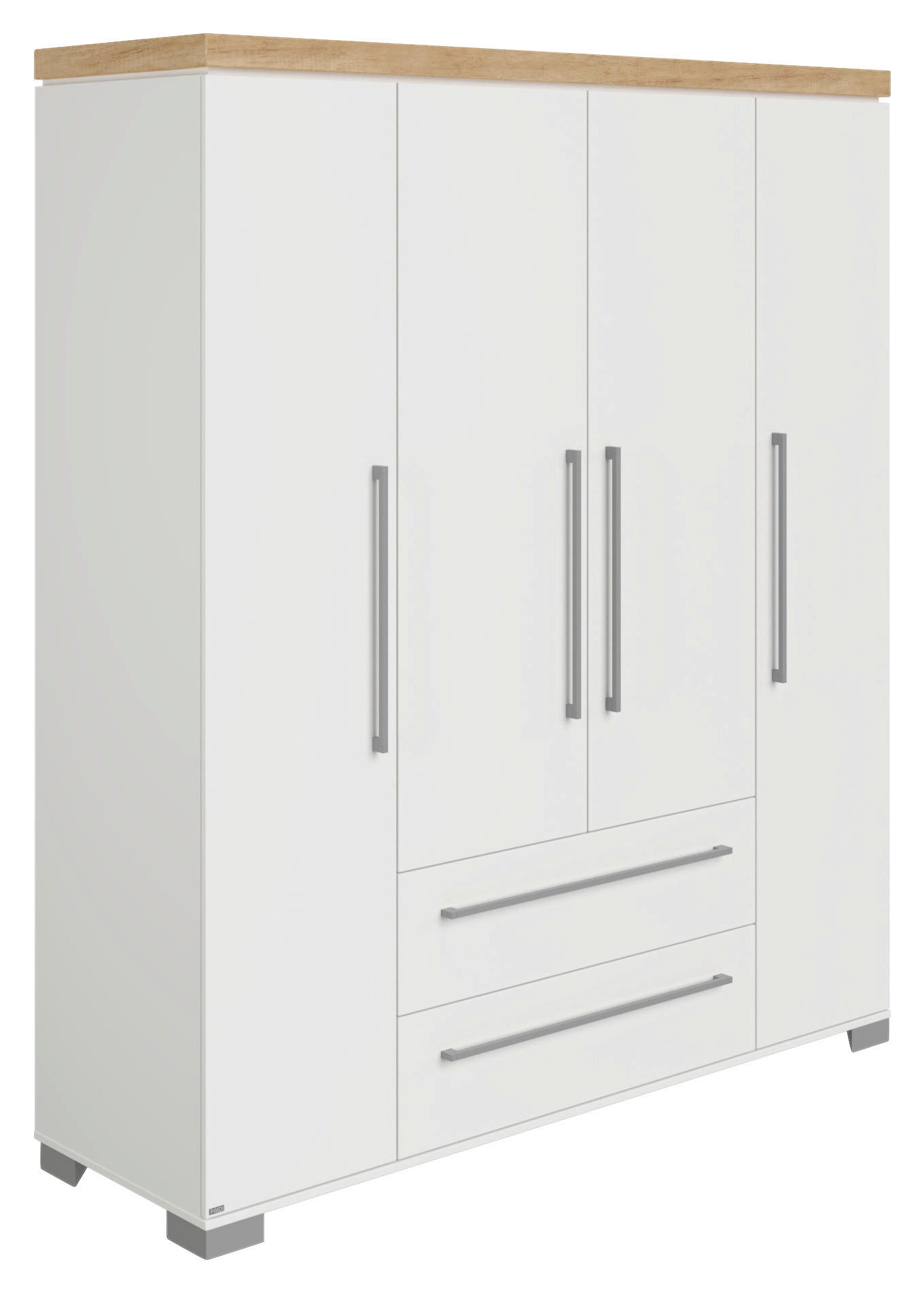 DREHTÜRENSCHRANK in Weiss, Eichefarben  - Weiss/Eichefarben, Basics, Holzwerkstoff/Metall (175,8/205,9/55,6cm) - Paidi