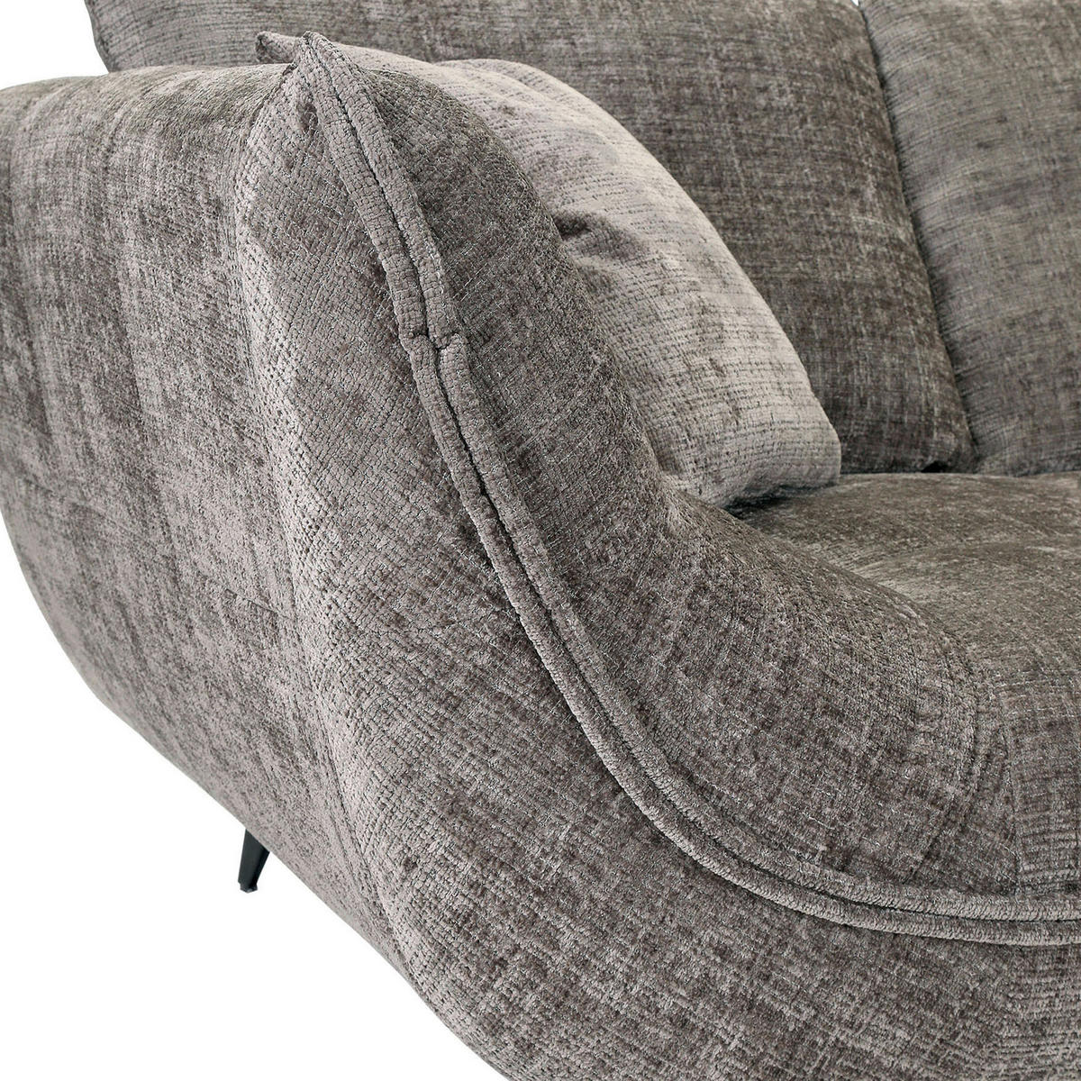 ECKSOFA Lavos Graubraun Chenille Zierkissen, Rückenkissen, Rücken echt  - Graubraun/Schwarz, Design, Textil/Metall (296/185cm) - Lomoco