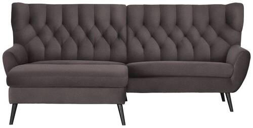 ECKSOFA in Mikrofaser Braun  - Schwarz/Braun, Design, Holz/Textil (165/237cm) - Stylife