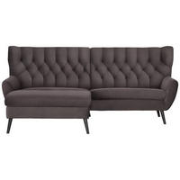 ECKSOFA in Mikrofaser Braun  - Schwarz/Braun, Design, Holz/Textil (165/237cm) - Stylife