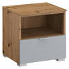 NACHTSCHRANK 40/42/42 cm  - Eichefarben/Alufarben, Trend, Holzwerkstoff/Metall (40/42/42cm) - Stylife