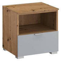 NACHTKÄSTCHEN 40/42/42 cm  in Grau, Eichefarben  - Eichefarben/Alufarben, Trend, Holzwerkstoff/Metall (40/42/42cm) - Stylife