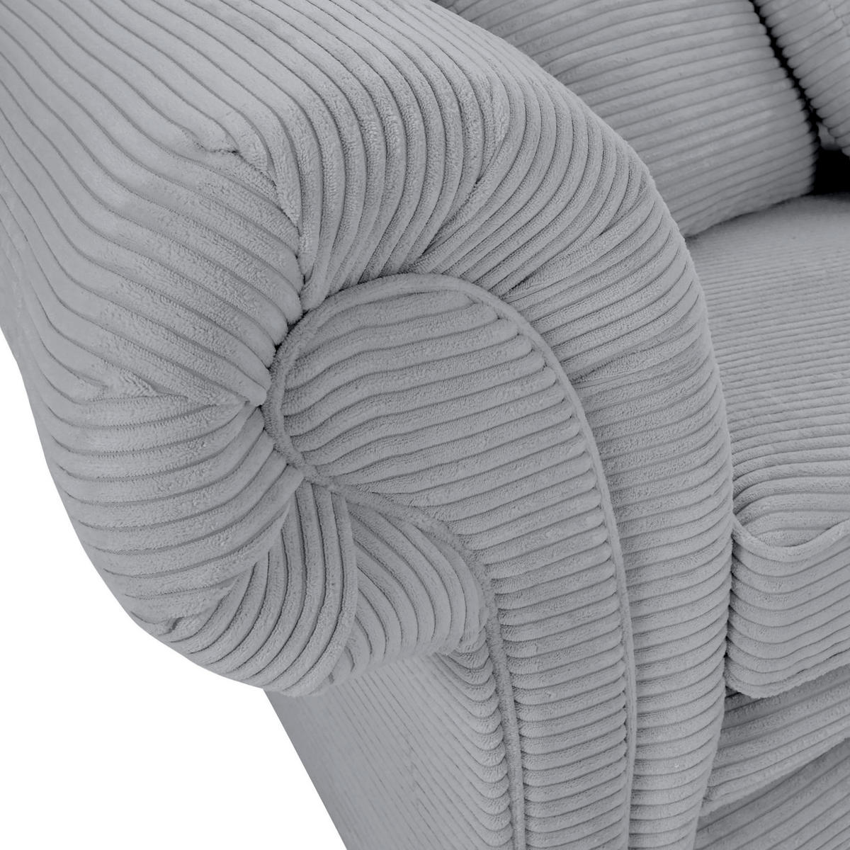 MEGASOFA Cord Hellgrau  - Hellgrau/Schwarz, ROMANTIK / LANDHAUS, Holz/Textil (276/81/140cm) - Landscape