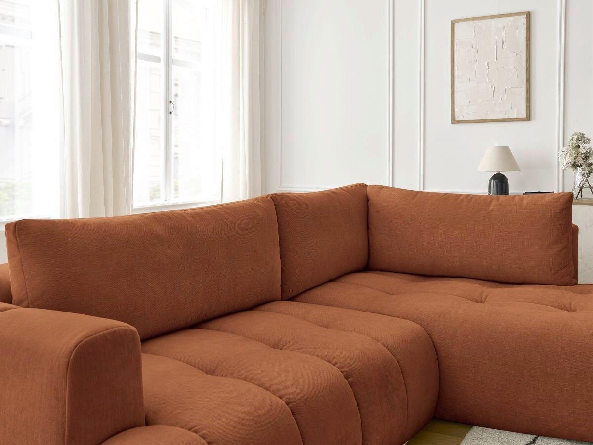 ECKSCHLAFSOFA FUJI Leinenoptik Orange  inkl.  - Schwarz/Orange, MODERN, Kunststoff/Textil (282/204cm)