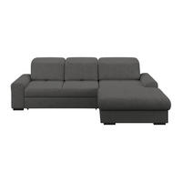 ECKSOFA Graphitfarben Chenille Rücken echt, Kopfteilverstellung  - Schwarz/Graphitfarben, KONVENTIONELL, Holz/Textil (286/203cm) - MID.YOU