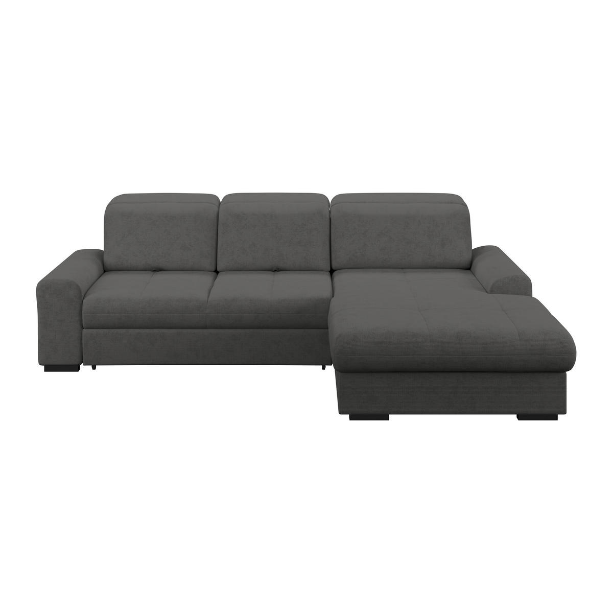 ECKSOFA Graphitfarben Chenille Rücken echt, Kopfteilverstellung  - Schwarz/Graphitfarben, KONVENTIONELL, Holz/Textil (286/203cm) - MID.YOU