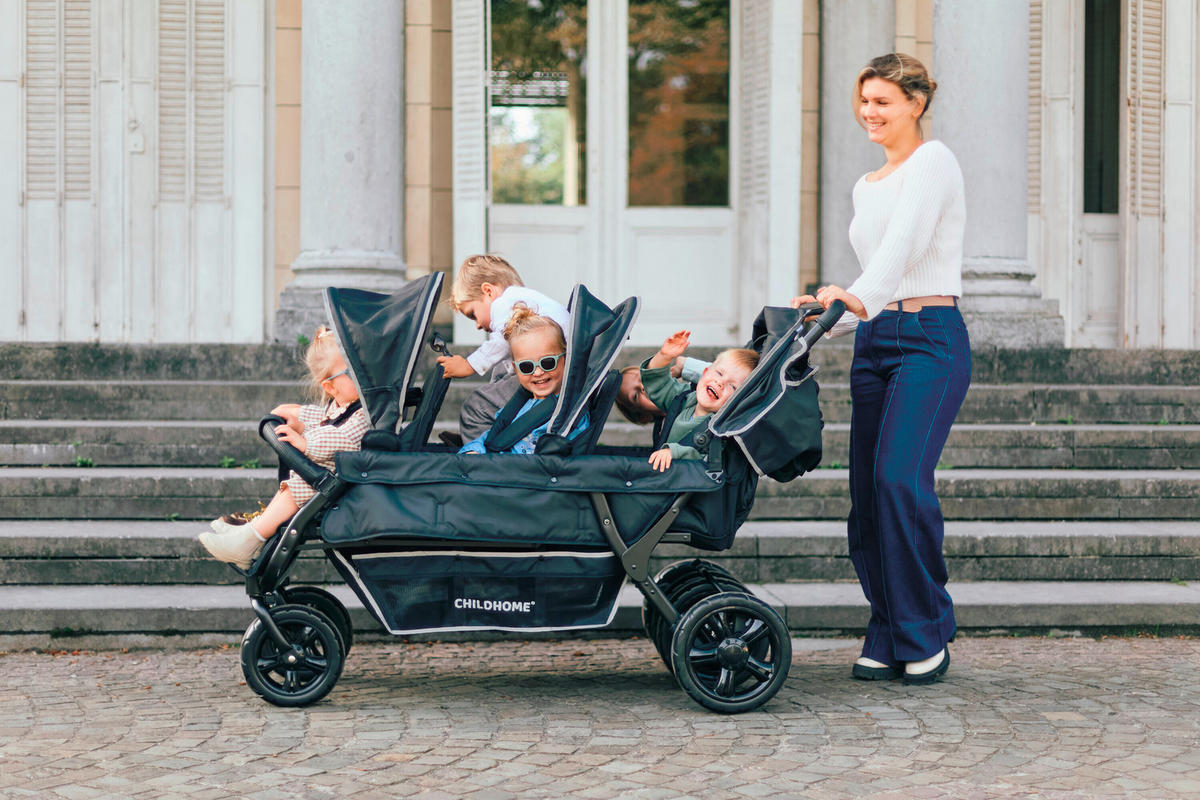 GESCHWISTERWAGEN  - Schwarz, Basics, Textil/Metall (163/85/107cm) - Childhome