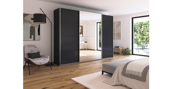 SCHWEBETÜRENSCHRANK  in Grau  - Alufarben/Grau, KONVENTIONELL, Glas/Holzwerkstoff (315/229/62cm) - Xora
