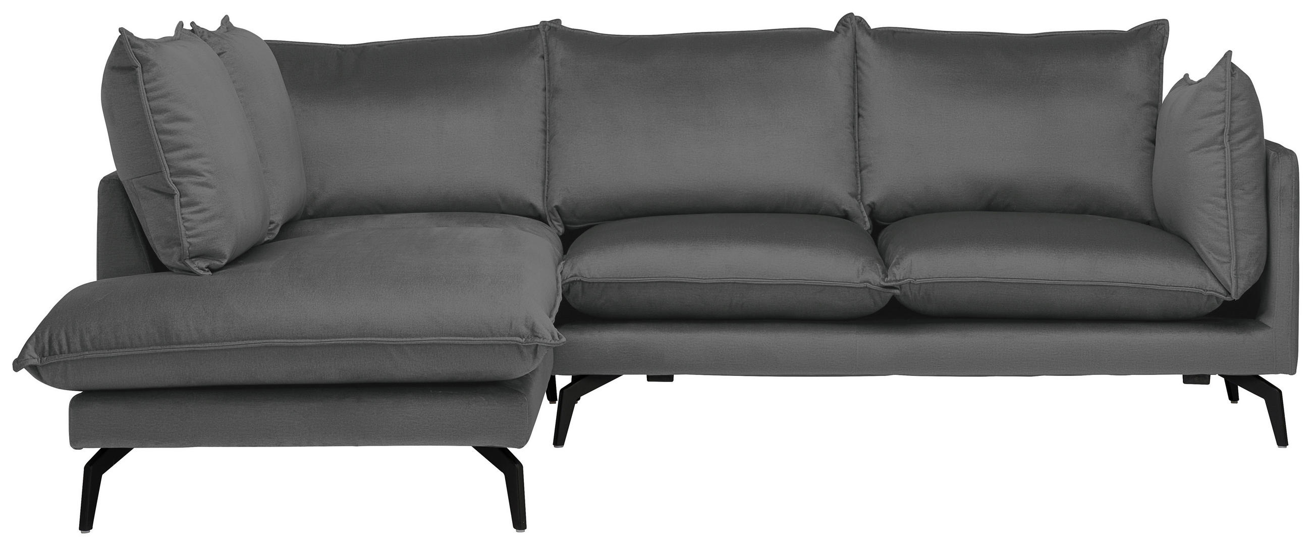 ECKSOFA  in Samt Dunkelgrau  200/241 cm  - Dunkelgrau/Schwarz, Design, Textil/Metall (200/241cm) - Carryhome