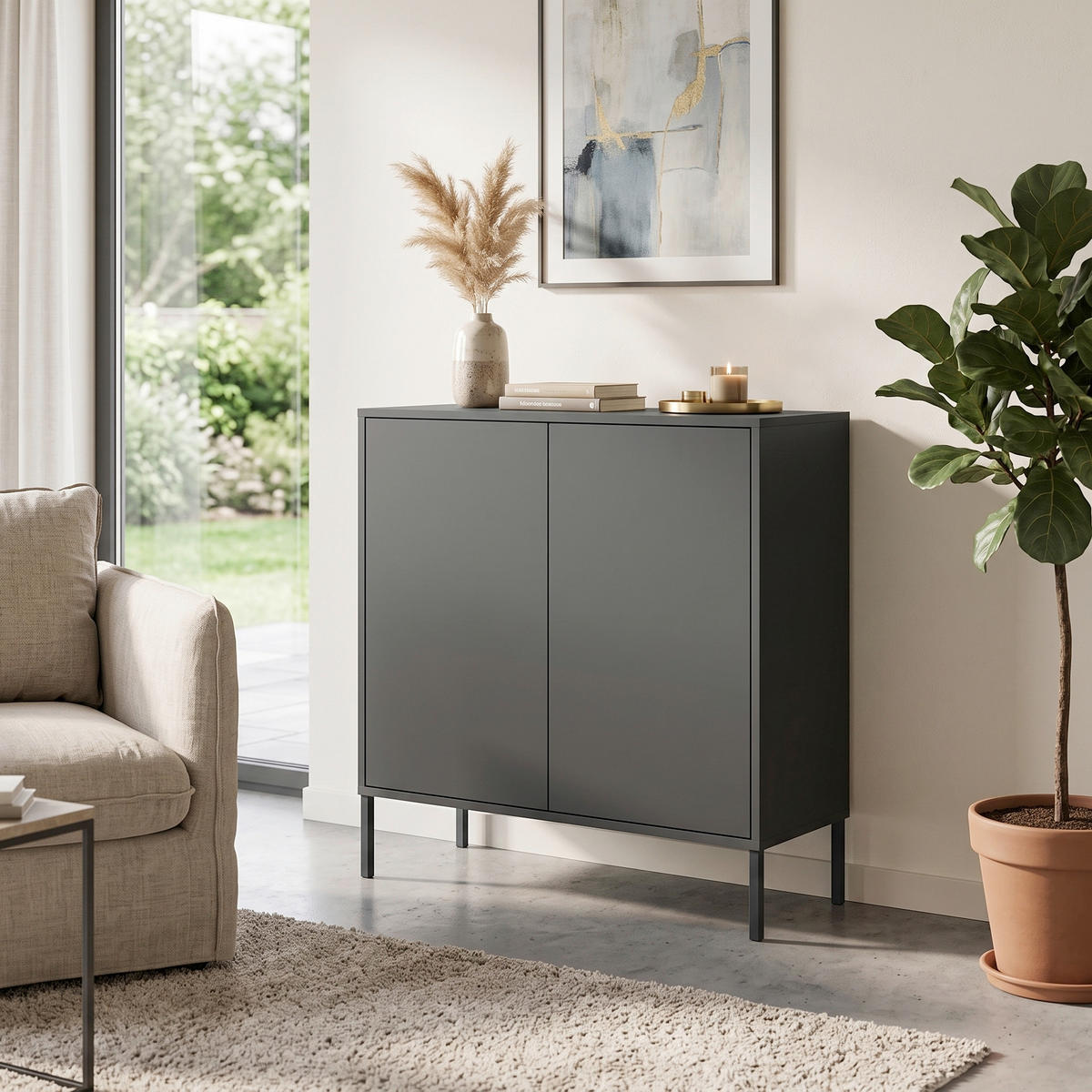 KOMMODE Mailand Typ 4 + MF, 79/86/33 cm,  - Anthrazit, MODERN, Holzwerkstoff/Metall (79/86/33cm) - MID.YOU